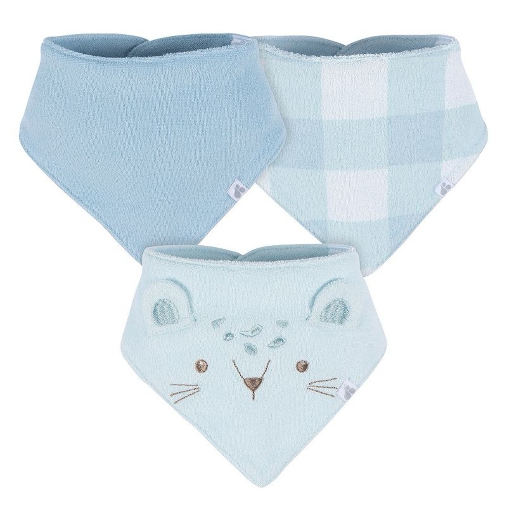 Baby Just Born - 3 Pack Animal Faces Terry Bandana Bibs